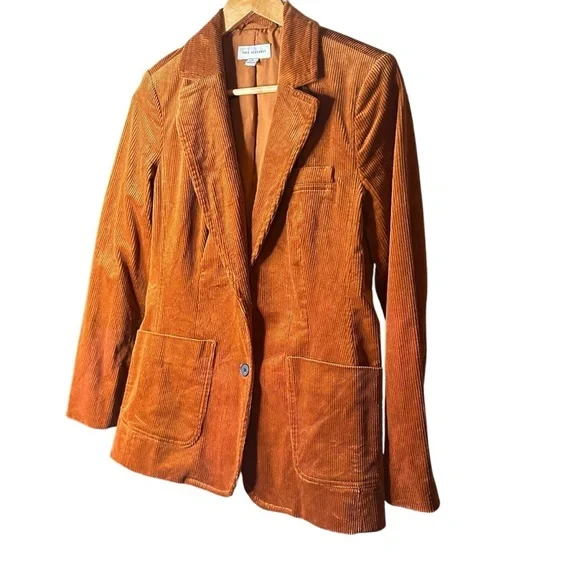 🔴 5 for $40 SALE! 
Free Assembly Orange Corduroy Lined Front Pocket Blazer sz S - Picture 2 of 13